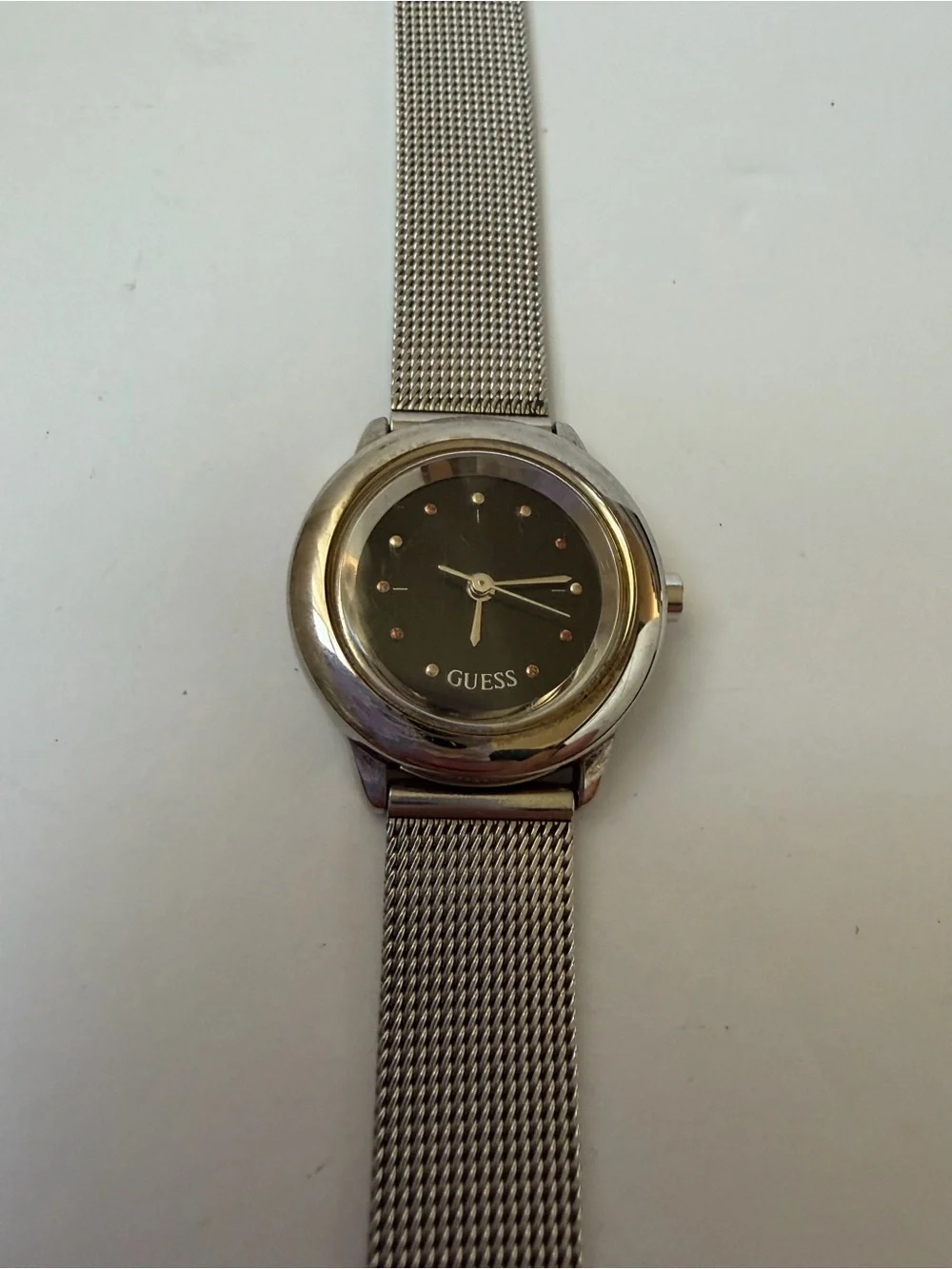 Guess Silver Stainless Steel Small Watchface Womens, New Battery, Works!